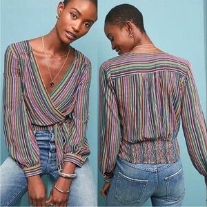 Maeve by Anthropologie Multi-color Stripe Shirt Size 4